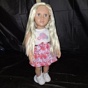 Our Generation 18inch Blonde Hair Blue Eyed Doll in Pink